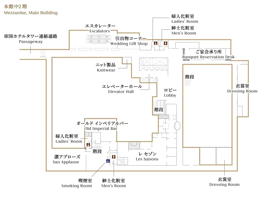 Floor map of the Mezzanine, Main Building