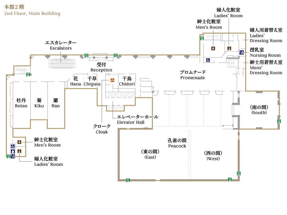 本館2階のフロアマップ