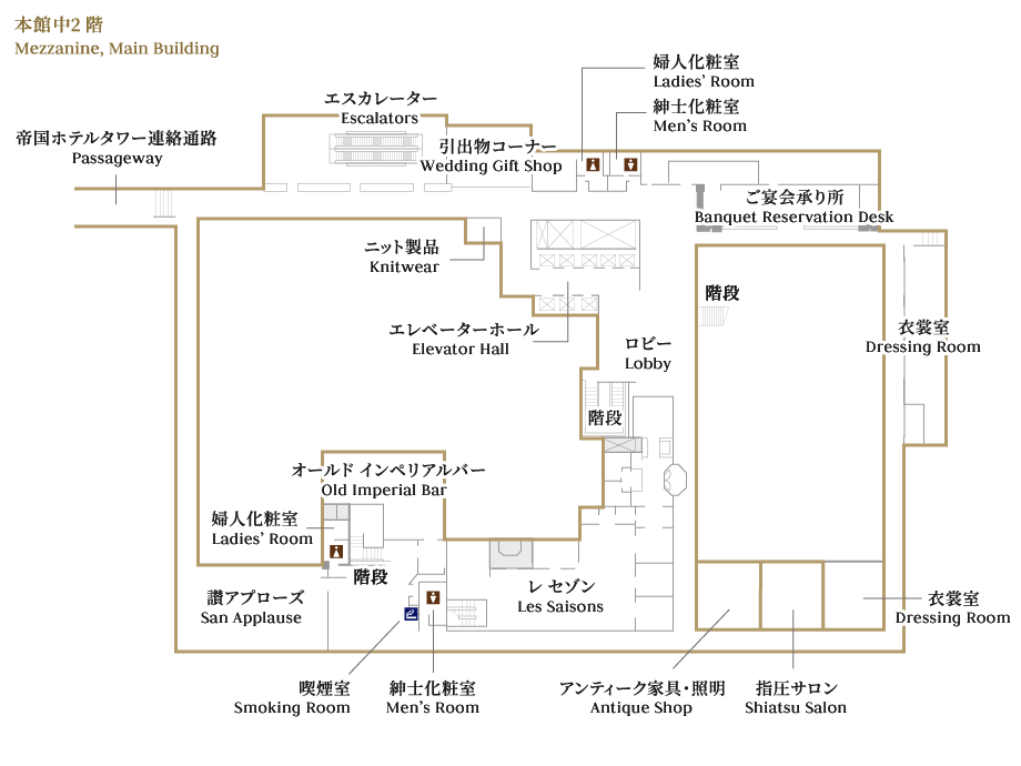 本館中2階のフロアマップ