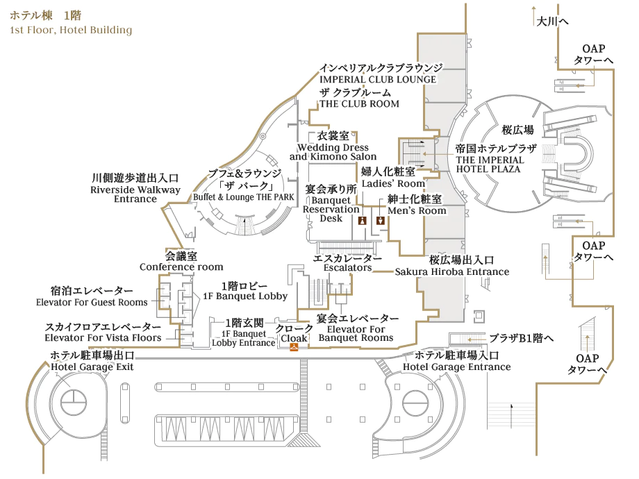 Floor map of the 1st Floor, Hotel Building