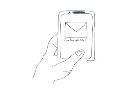 An illustration showing an email icon on a smartphone.
